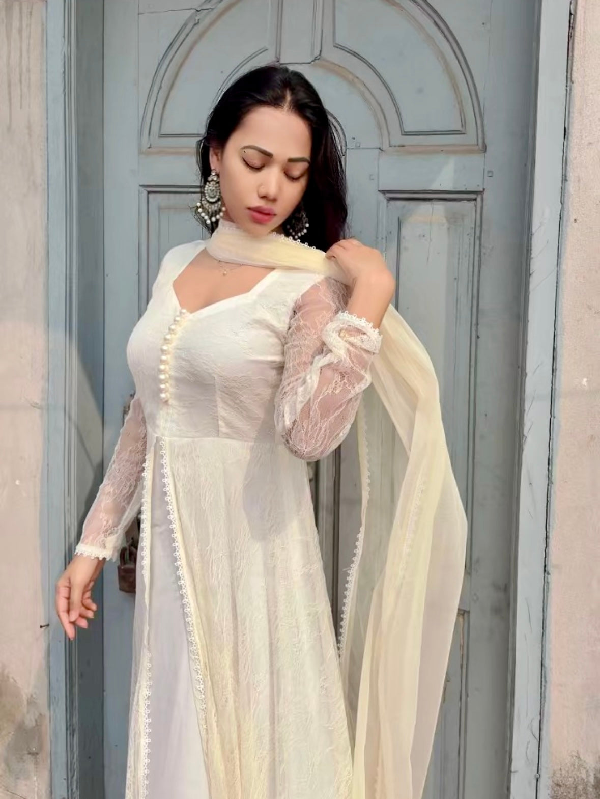 Anarkali (Off-white)